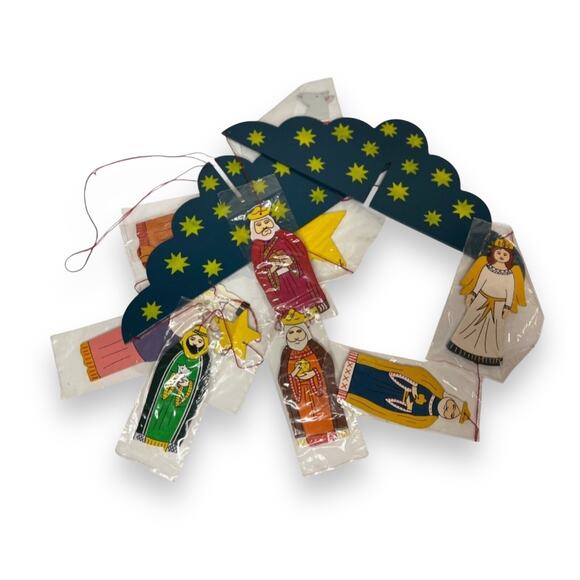 Hand Painted Christmas Kinetic Art Wood Nativity Mobile Creche Decor Festive - Picture 2 of 12